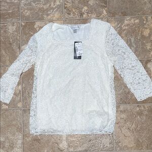 NWT Christopher & Banks White Lace Blouse